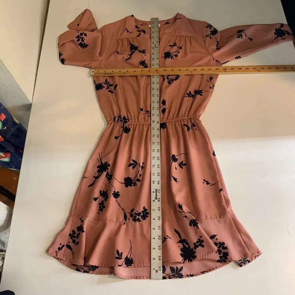 Joie Dress Womens XS Extra Small Acey Floral Long Sleeve Elastic Waist Blouson
